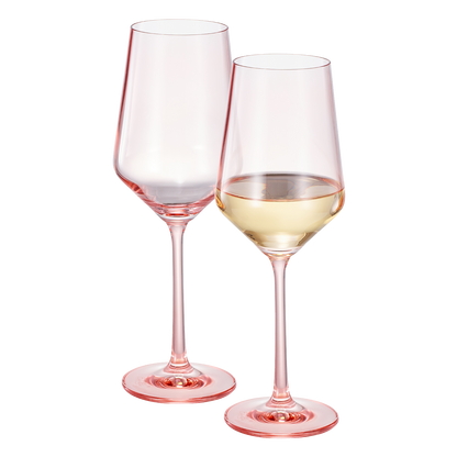 Monet Pink Stemmed Wine Glasses Set of Two
