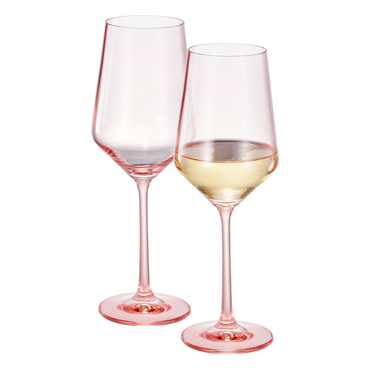Monet Pink Stemmed Wine Glasses Set of Two