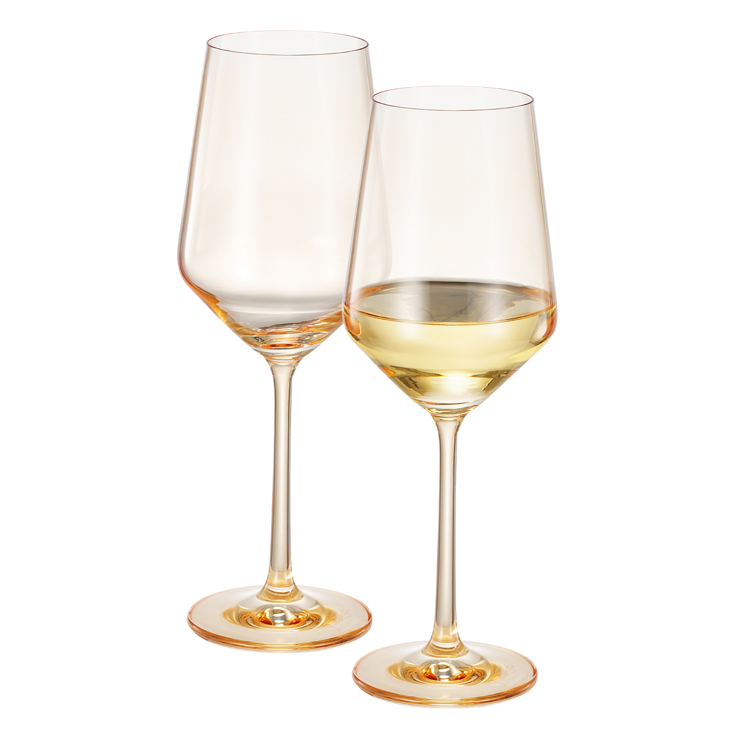 Monet Yellow Stemmed Wine Glassware Set of Two