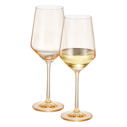 Monet Yellow Stemmed Wine Glassware Set of Two