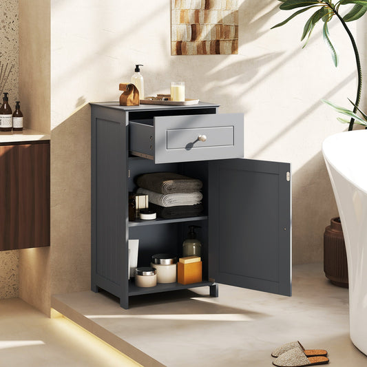 Armario de Baño de Una Puerta con Estante Ajustable y Cajón-Gris