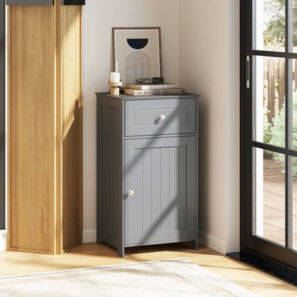 Armario de Baño de Una Puerta con Estante Ajustable y Cajón-Gris