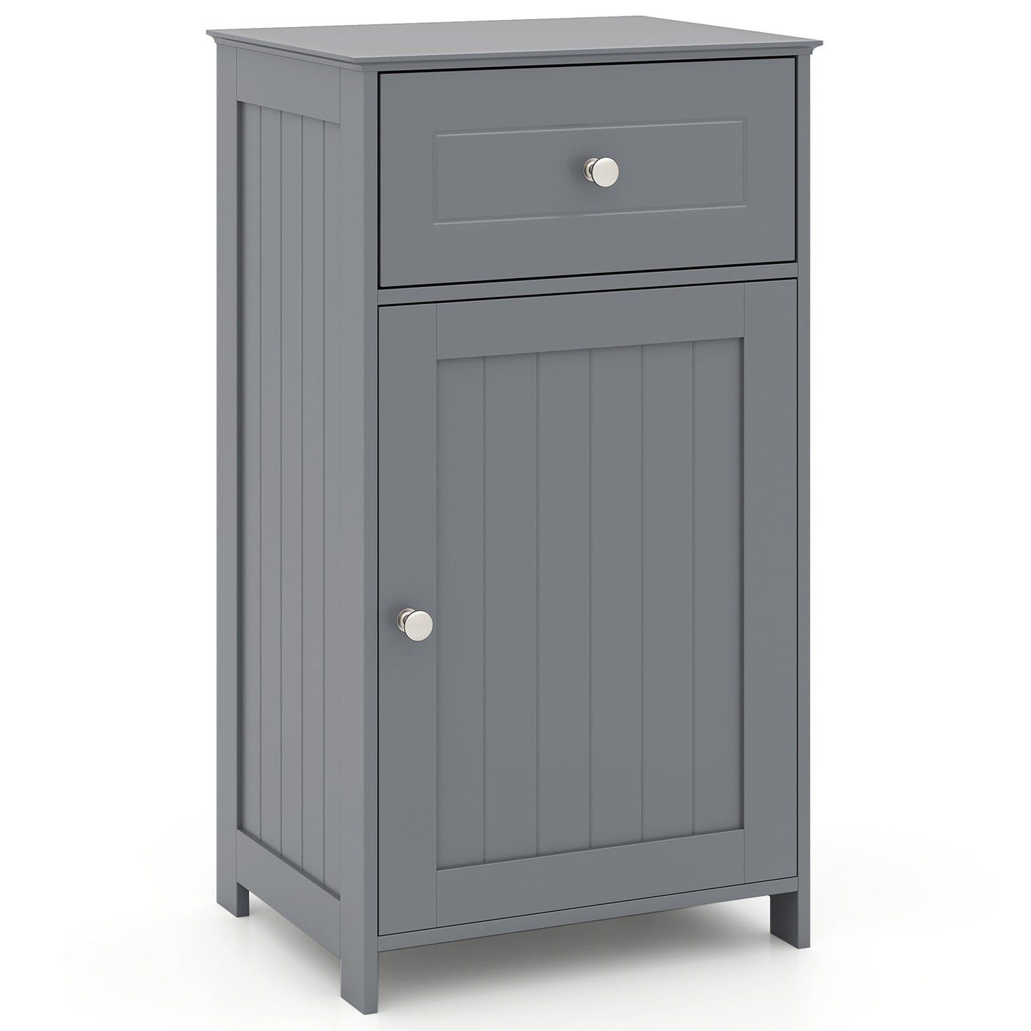 Armario de Baño de Una Puerta con Estante Ajustable y Cajón-Gris