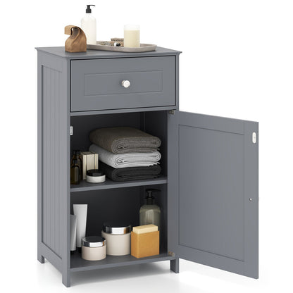 Armario de Baño de Una Puerta con Estante Ajustable y Cajón-Gris