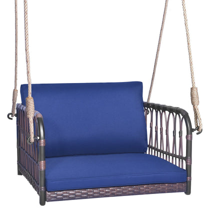 Asiento Colgante Individual con Cojines de Asiento y Respaldo - Azul Marino