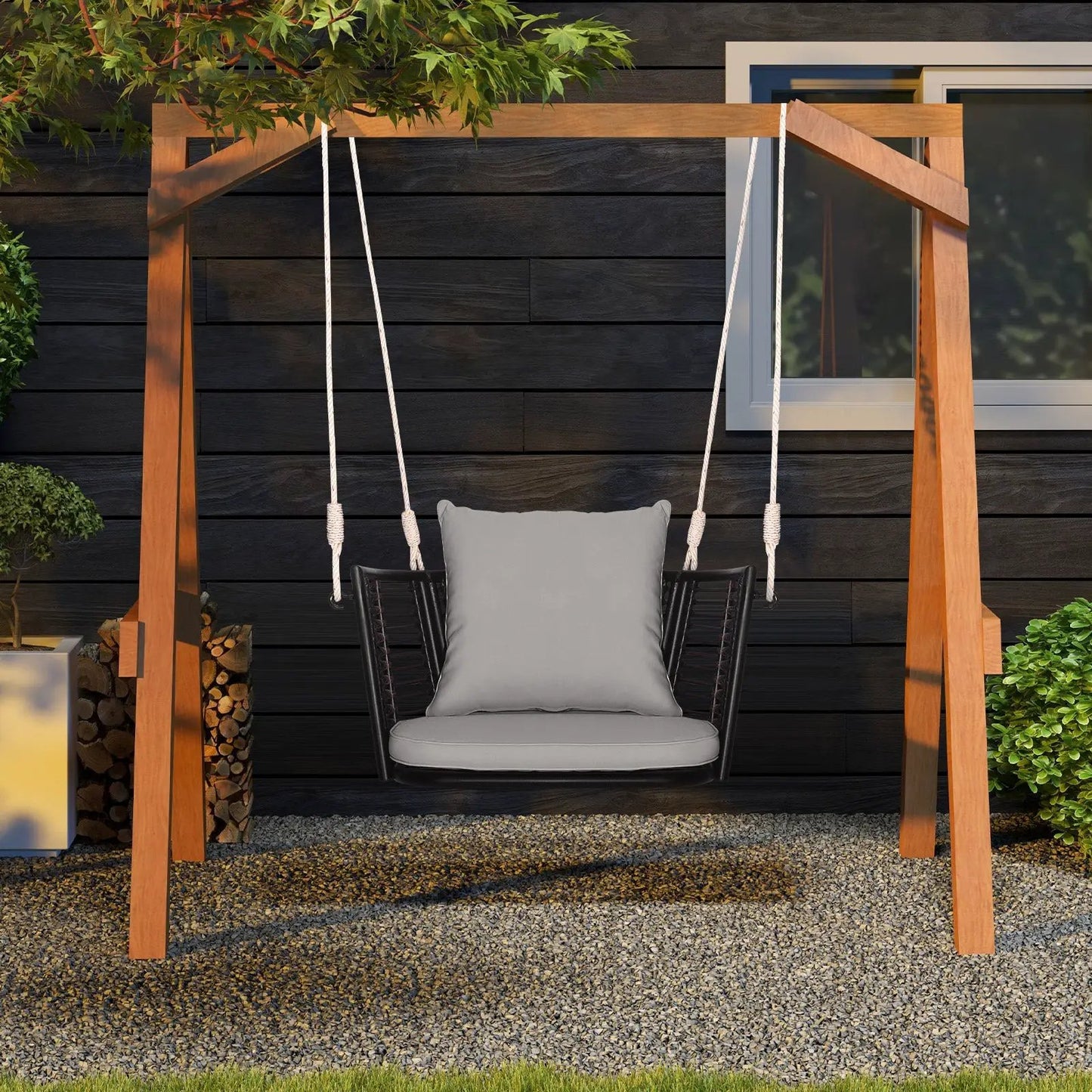 Twin Wooden Platform Bed Frame with Headboard