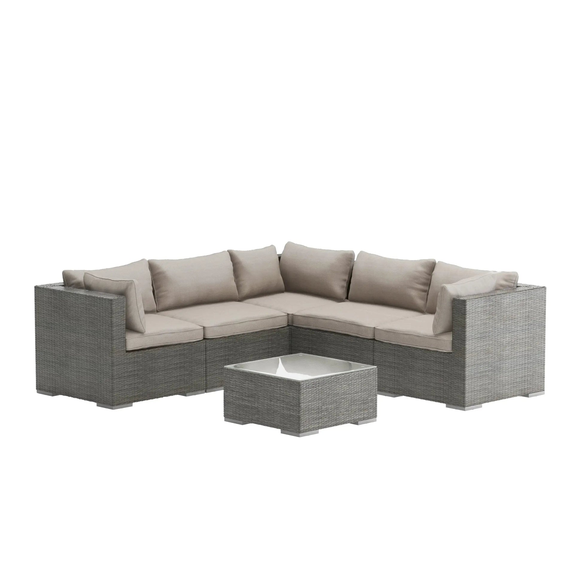 Sino Wicker Sofa Set Cushion Covers; beige cushions on gray wicker by Fire Sense/Balkene Home on Tampa Home & Garden Store