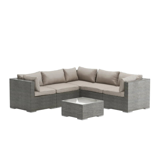Sino Wicker Sofa Set Cushion Covers; beige cushions on gray wicker by Fire Sense/Balkene Home on Tampa Home & Garden Store