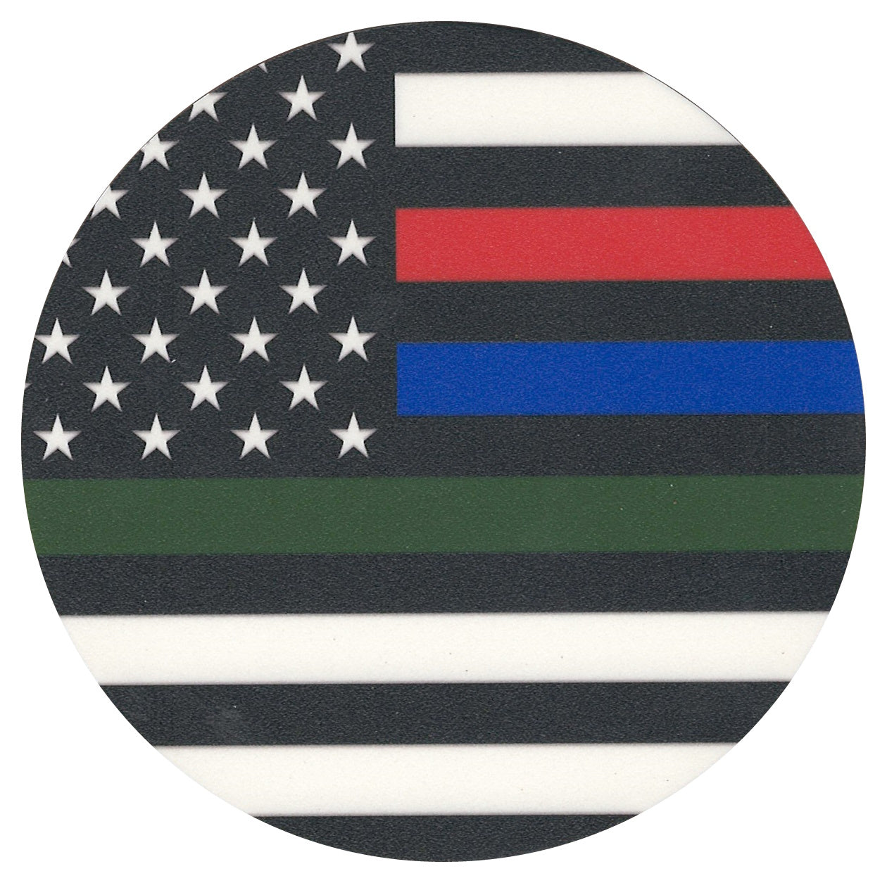 Sip Sip Hooray Coaster -  American Flag with Thin Blue-Green-Red Line - Tampa Home & Garden Store