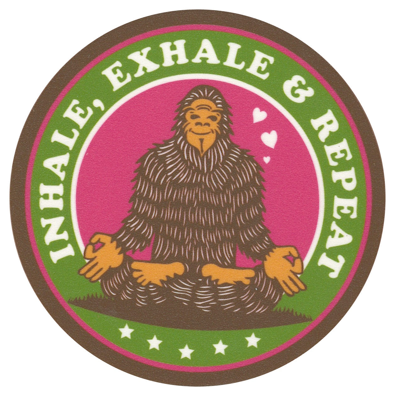 Sip Sip Hooray Coaster -  Big Foot Meditating - Inhale, Exhale, and Repeat - Tampa Home & Garden Store
