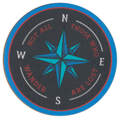 Sip Sip Hooray Coaster -  Not All Those Who Wander Are Lost - Compass - Tampa Home & Garden Store