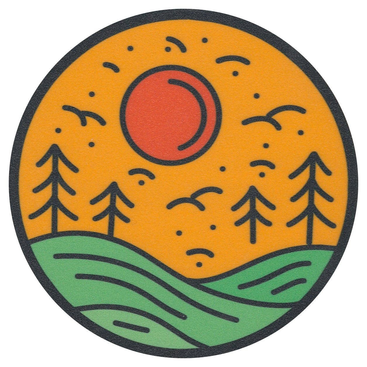 Sip Sip Hooray Coaster -  Orange Sun in Yellow Sky with Grass - Tampa Home & Garden Store