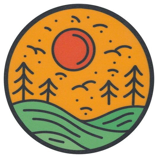 Sip Sip Hooray Coaster -  Orange Sun in Yellow Sky with Grass - Tampa Home & Garden Store