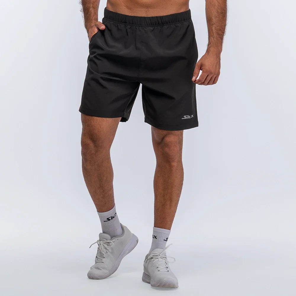 Match 24 Men's Shorts FW24 in black with elastic waistband and Siux USA logo on Tampa Home & Garden Store