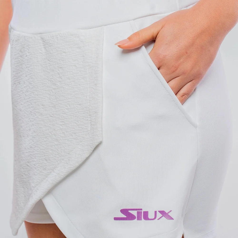 Jacquard Skirt white with textured jacquard panel, side pocket, Siux USA logo on Tampa Home & Garden Store