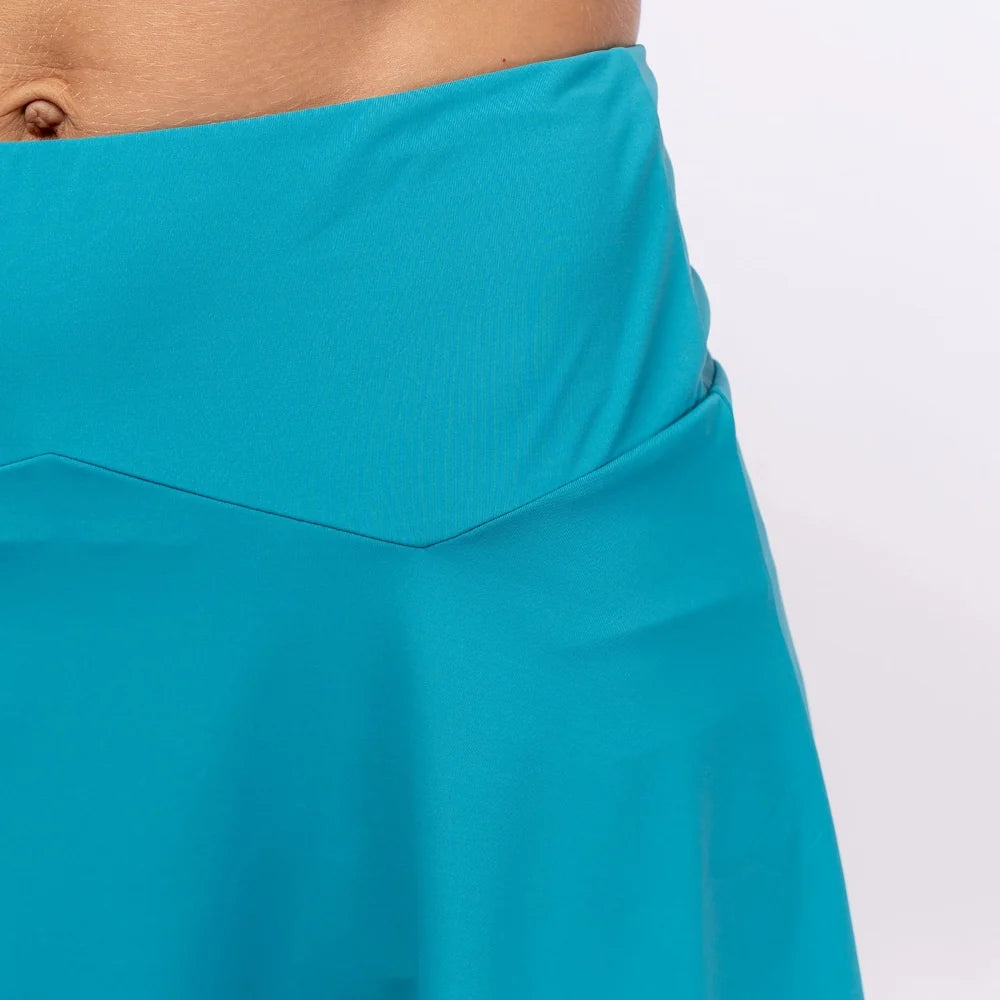 Match 24 Skirt turquoise women's skirt with high waistband and angular seam detail on Tampa Home & Garden Store