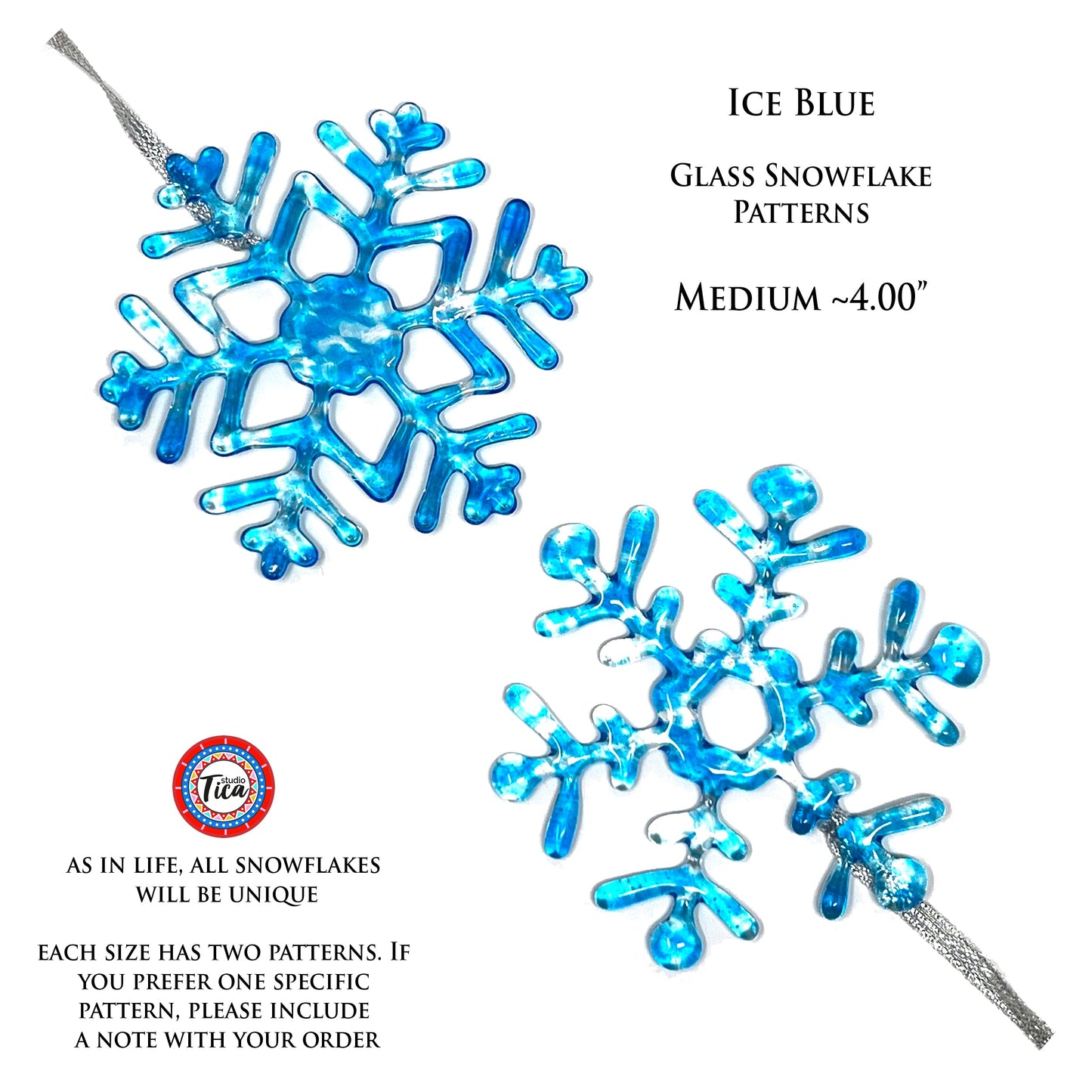 Copo de nieve de cristal hecho a mano - Azul hielo - de studioTica