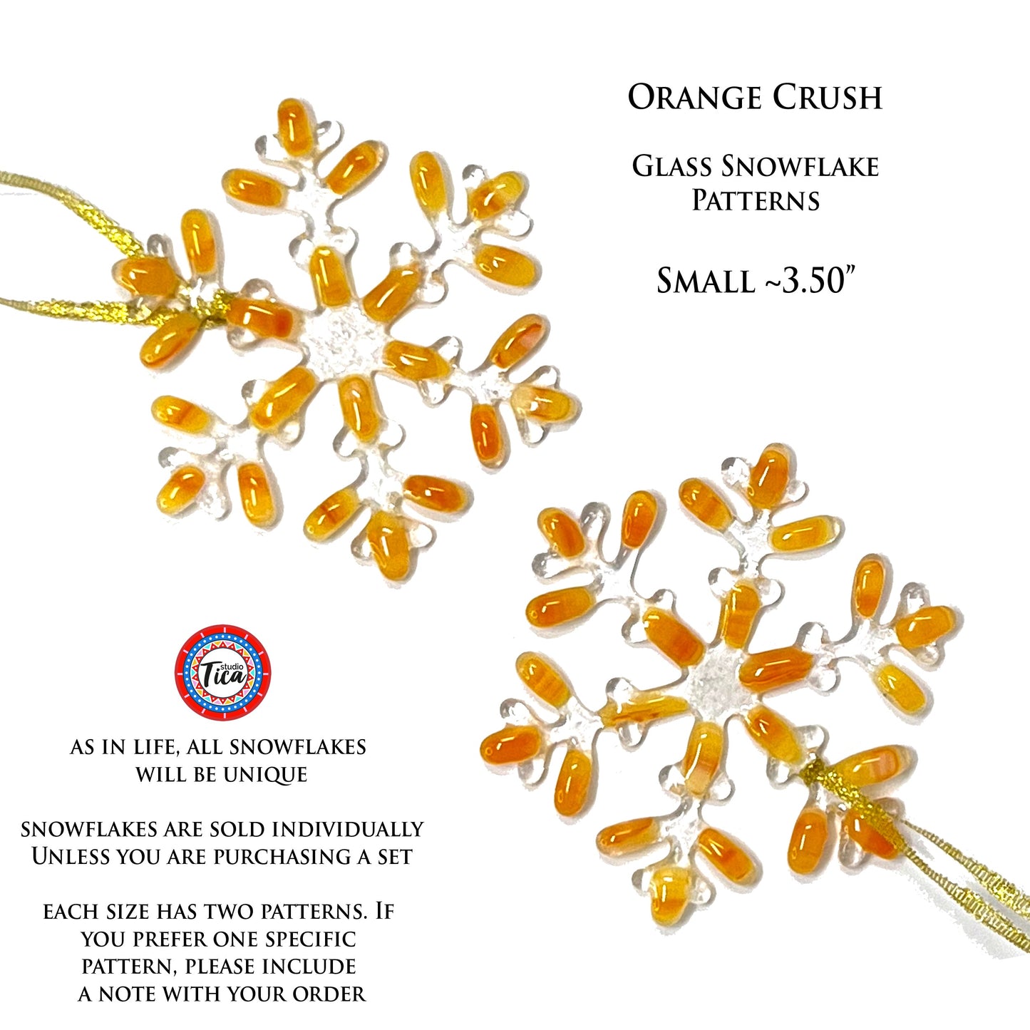 Copo de nieve de vidrio hecho a mano - Orange Crush - de studioTica