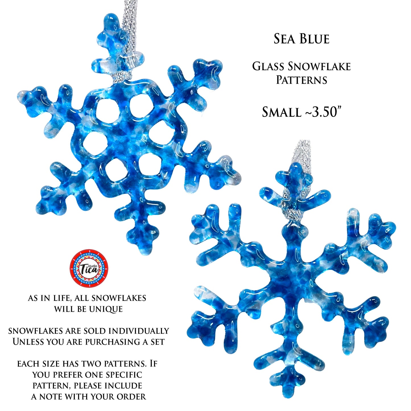 Copo de Nieve de Cristal Hecho a Mano - Azul Marino - de studioTica