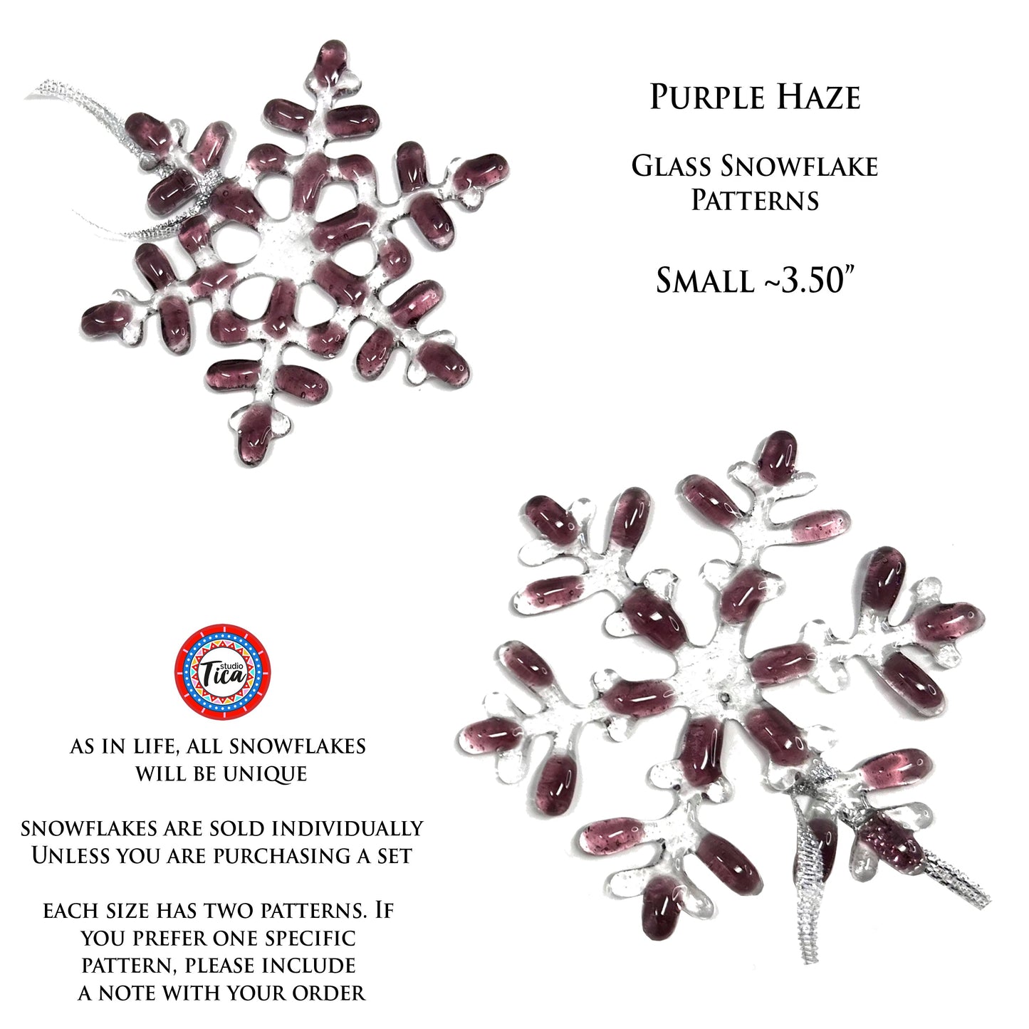 Copo de nieve de vidrio hecho a mano - Purple Haze - de studioTica