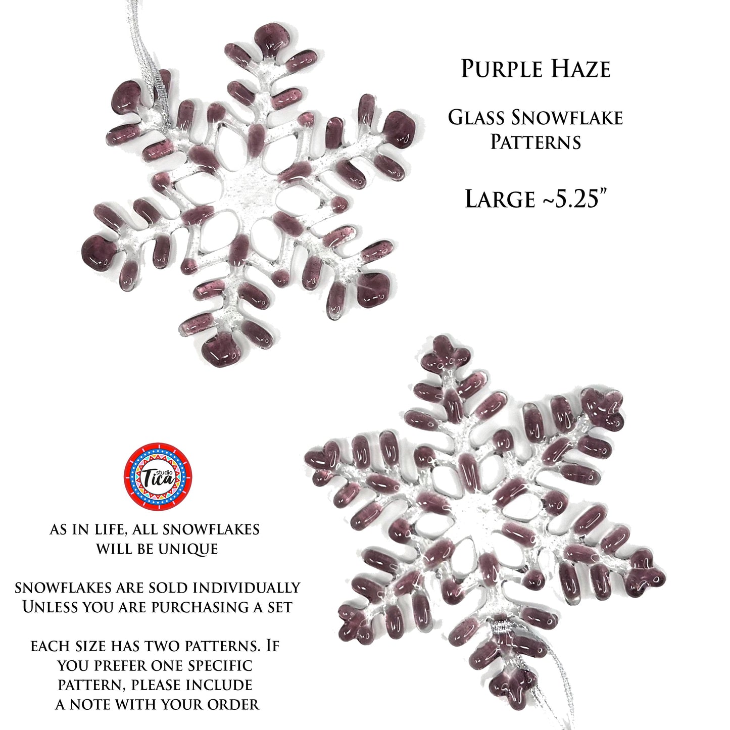 Copo de nieve de vidrio hecho a mano - Purple Haze - de studioTica