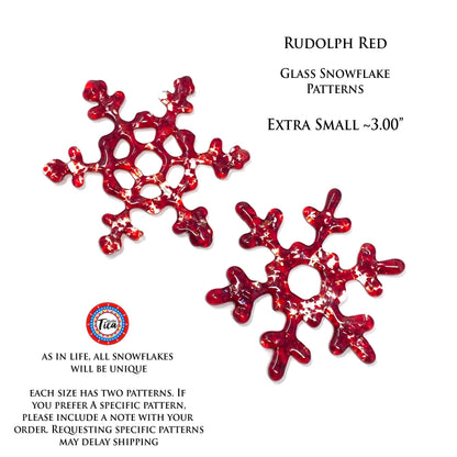 Copo de Nieve de Cristal Hecho a Mano - Rojo Rudolph - de studioTica