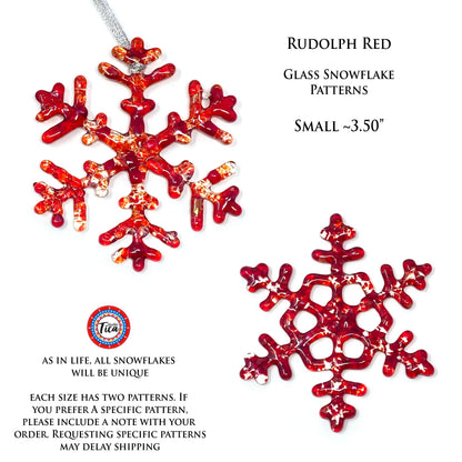 Copo de Nieve de Cristal Hecho a Mano - Rojo Rudolph - de studioTica