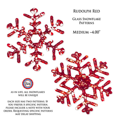 Copo de Nieve de Cristal Hecho a Mano - Rojo Rudolph - de studioTica