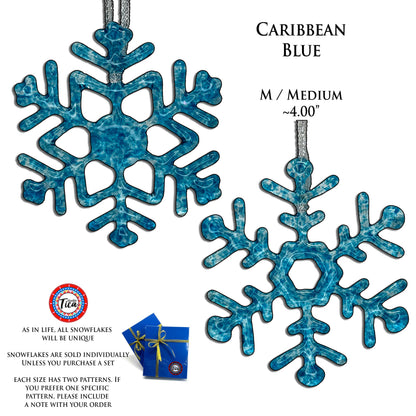 Handmade Glass Snowflake - Caribbean Blue - by studioTica