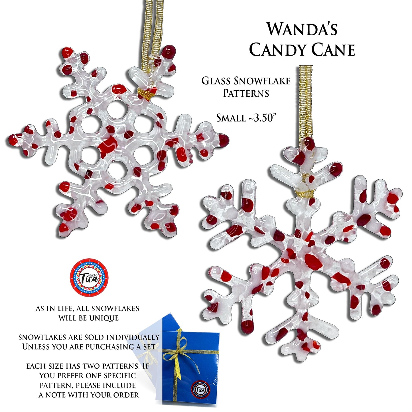 Copo de Nieve de Cristal Hecho a Mano - Wanda's Candy Cane - de studioTica