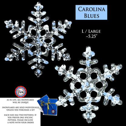 Copo de nieve de vidrio hecho a mano - Azul Carolina - por studioTica