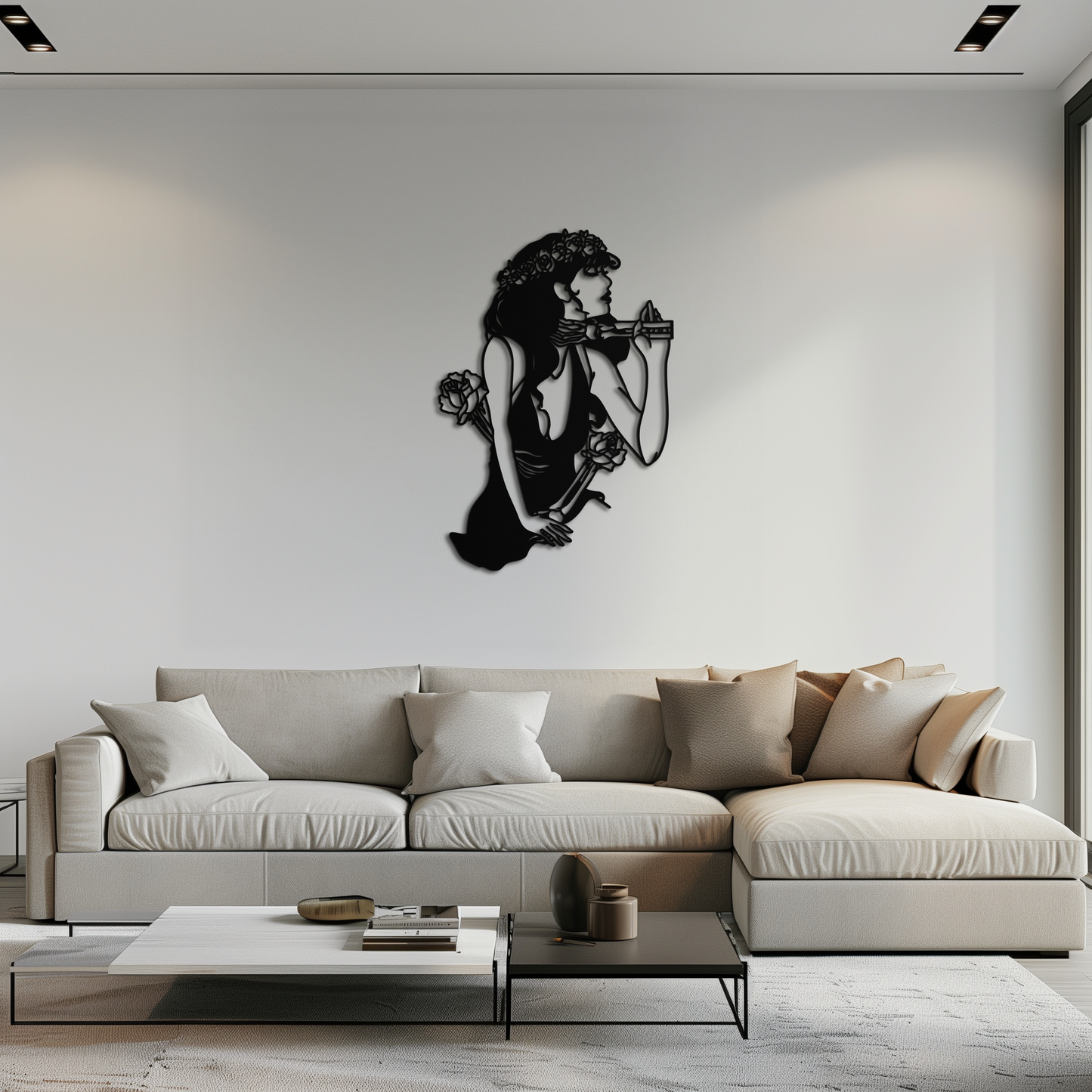 Skeleton Embrace Rose Lady Metal Wall Art – Romantic Gothic Silhouette Decor- KAF632 - Tampa Home & Garden Store