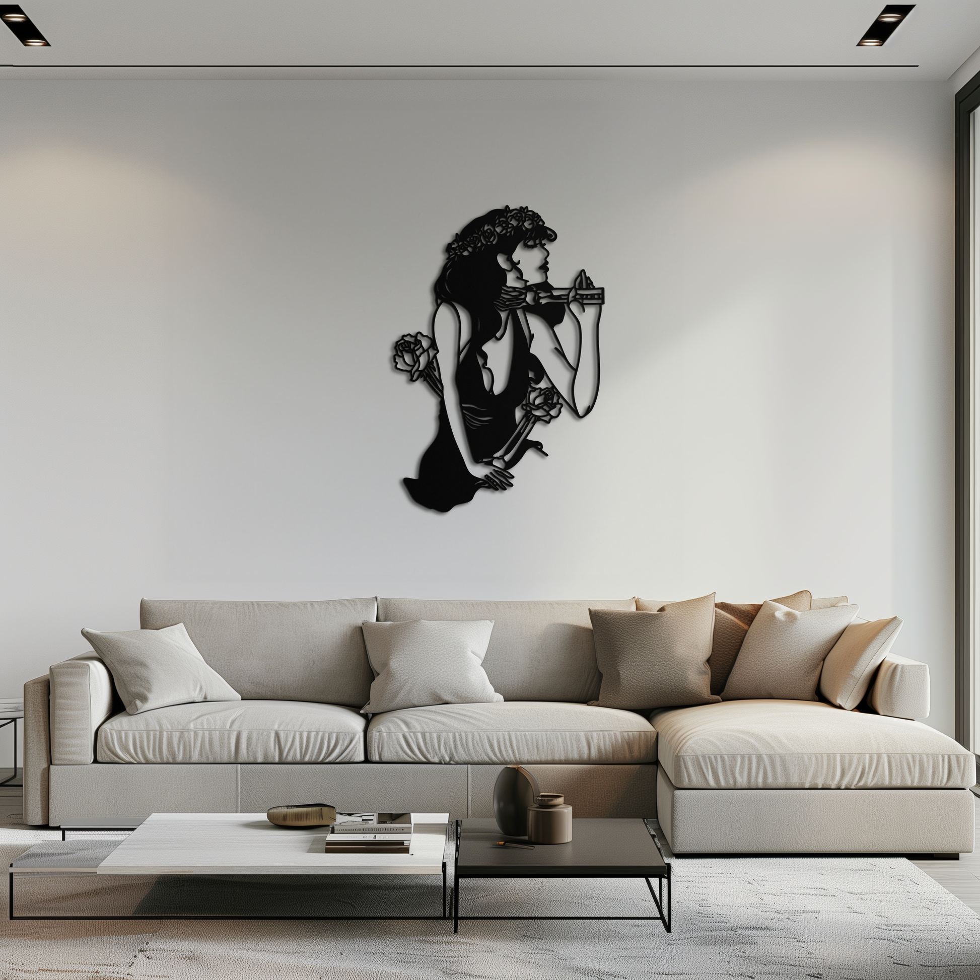 Skeleton Embrace Rose Lady Metal Wall Art – Romantic Gothic Silhouette Decor- KAF632 - Tampa Home & Garden Store