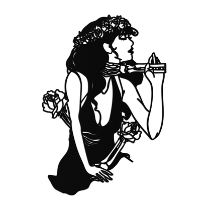 Skeleton Embrace Rose Lady Metal Wall Art – Romantic Gothic Silhouette Decor- KAF632 - Tampa Home & Garden Store