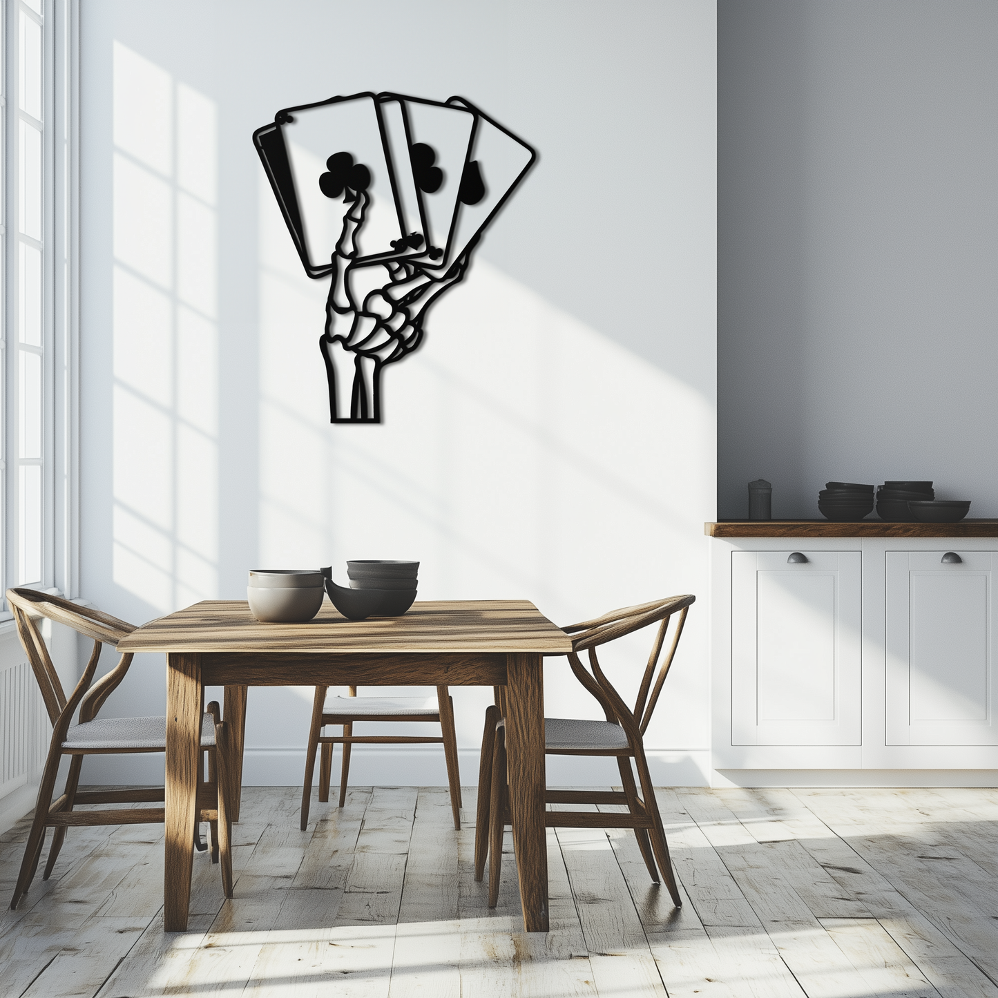 Skeleton Hand Holding Playing Cards Metal Wall Art – Gothic Poker Room Decor-KAF614 - Tampa Home & Garden Store