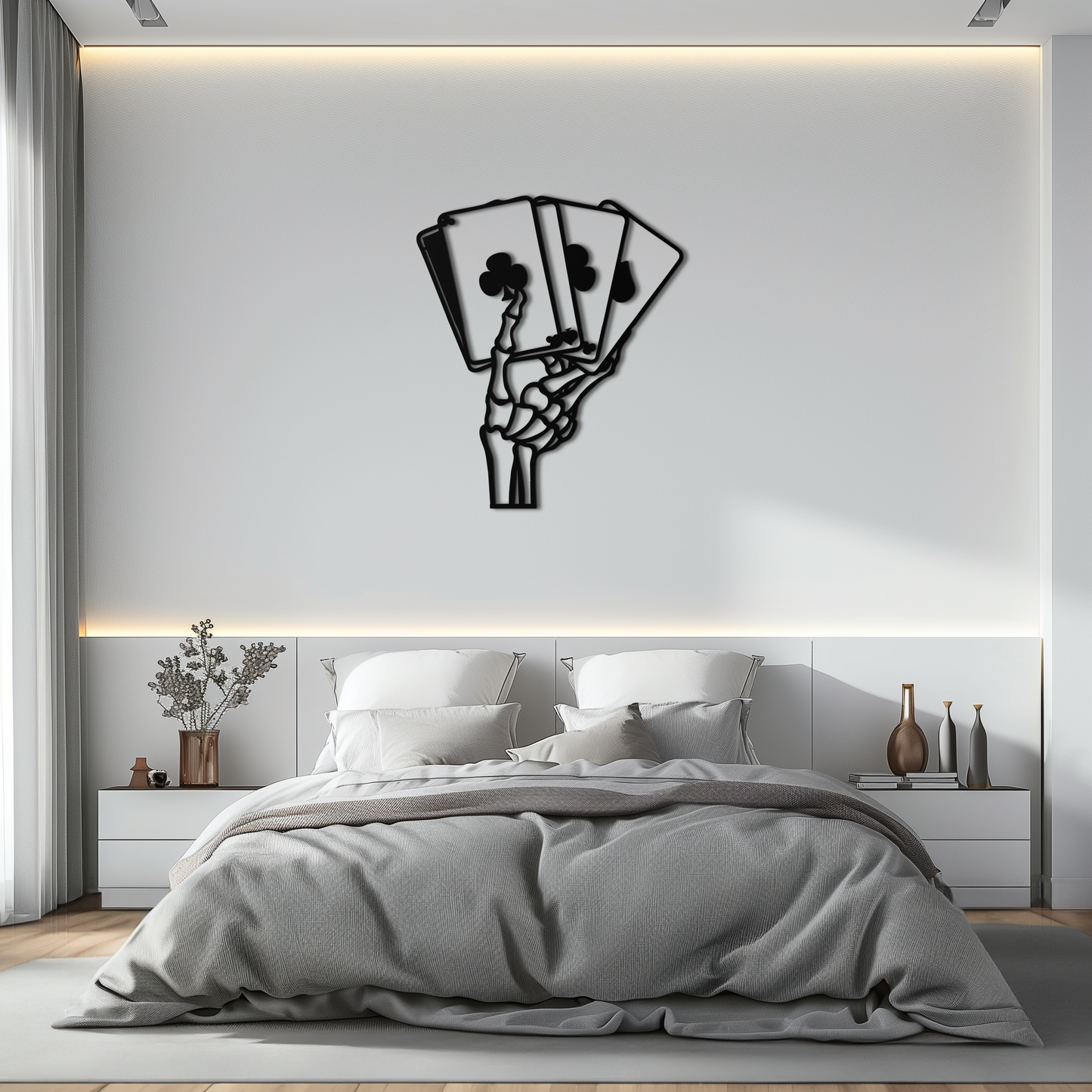 Skeleton Hand Holding Playing Cards Metal Wall Art – Gothic Poker Room Decor-KAF614 - Tampa Home & Garden Store