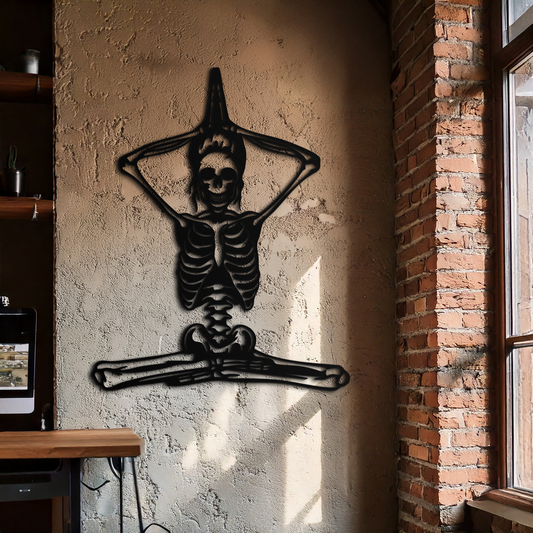 Skeleton Yoga Pose Metal Wall Art – Gothic Meditation Decor for Yoga Lovers- KAF621 - Tampa Home & Garden Store