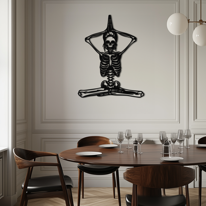 Skeleton Yoga Pose Metal Wall Art – Gothic Meditation Decor for Yoga Lovers- KAF621 - Tampa Home & Garden Store