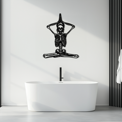 Skeleton Yoga Pose Metal Wall Art – Gothic Meditation Decor for Yoga Lovers- KAF621 - Tampa Home & Garden Store