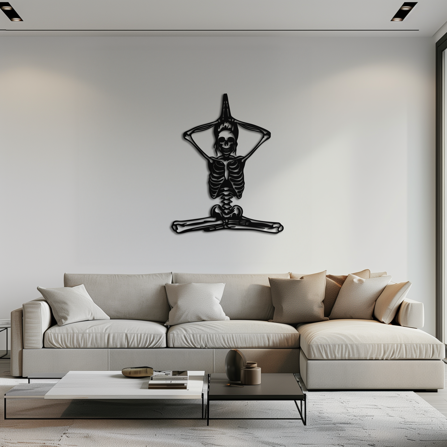 Skeleton Yoga Pose Metal Wall Art – Gothic Meditation Decor for Yoga Lovers- KAF621 - Tampa Home & Garden Store