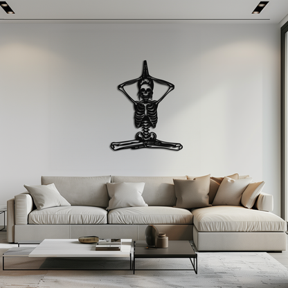 Skeleton Yoga Pose Metal Wall Art – Gothic Meditation Decor for Yoga Lovers- KAF621 - Tampa Home & Garden Store