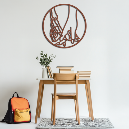 Skeleton and Human Hand Holding – Round Metal Wall Art- KAF628 - Tampa Home & Garden Store