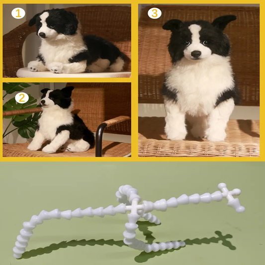 Chongker dog posture corrector plush set with three black and white stuffed dogs on Tampa Home & Garden Store