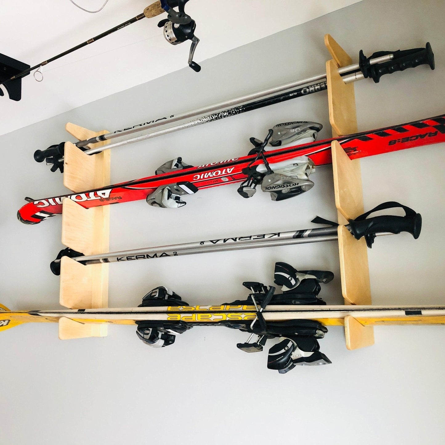 Ski Wall Rack for Snow & Water Skis – Indoor Storage for Garage, Basement, or Home
