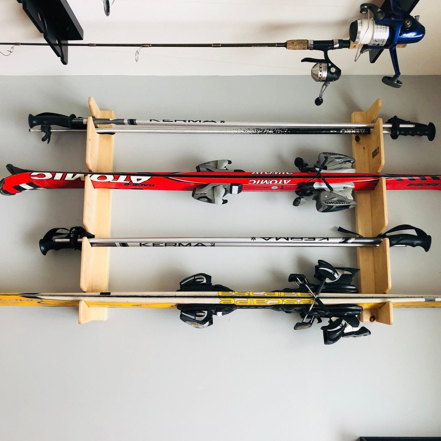 Ski Wall Rack for Snow & Water Skis – Indoor Storage for Garage, Basement, or Home
