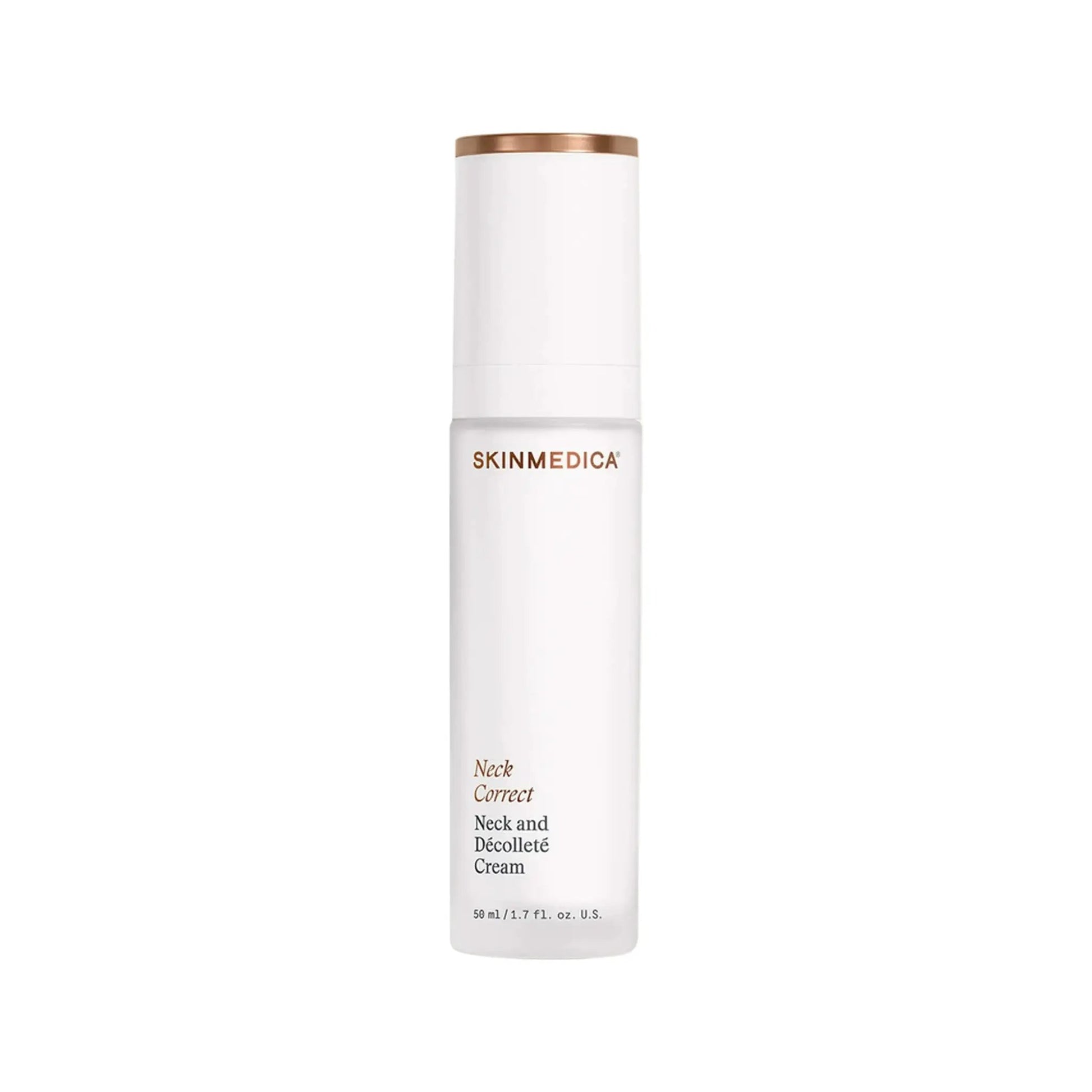 SkinMedica Neck Correct neck and décolleté cream bottle white with rose-gold cap on Tampa Home & Garden Store