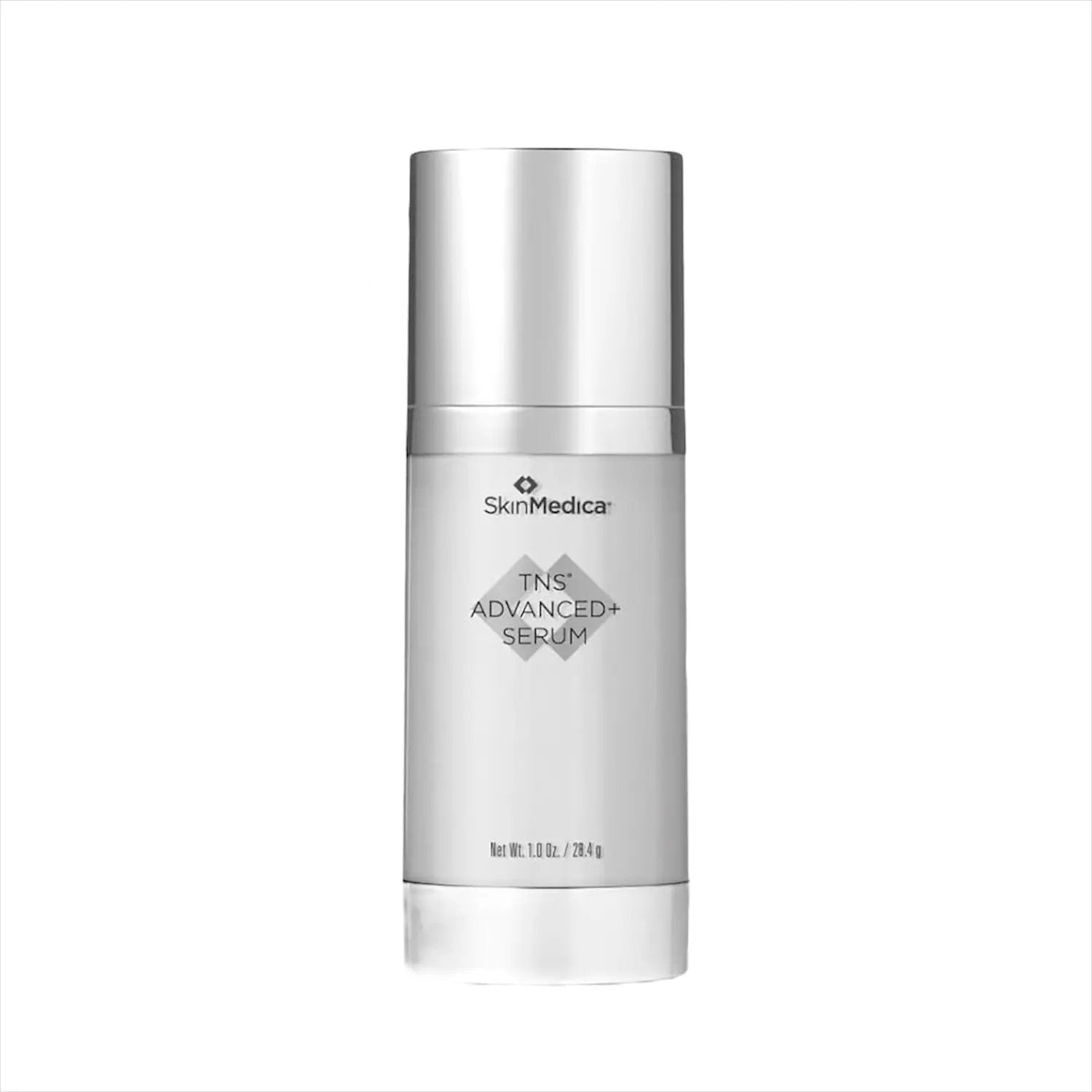 SkinMedica TNS Advanced+ Serum 1 Oz bottle in silver packaging, skincare face serum on Tampa Home & Garden Store