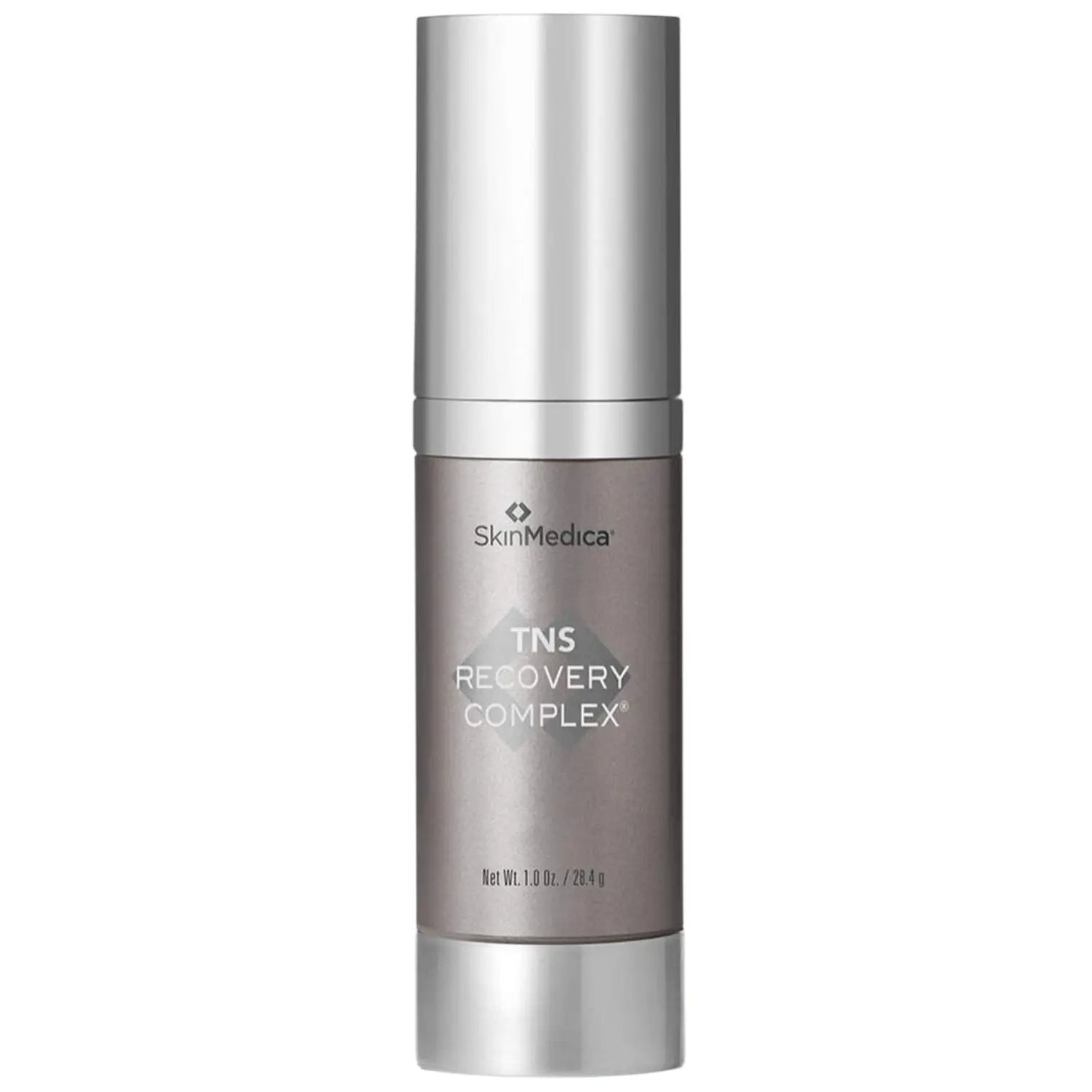 SkinMedica TNS Recovery Complex 1 oz serum bottle in taupe container with silver cap on Tampa Home & Garden Store