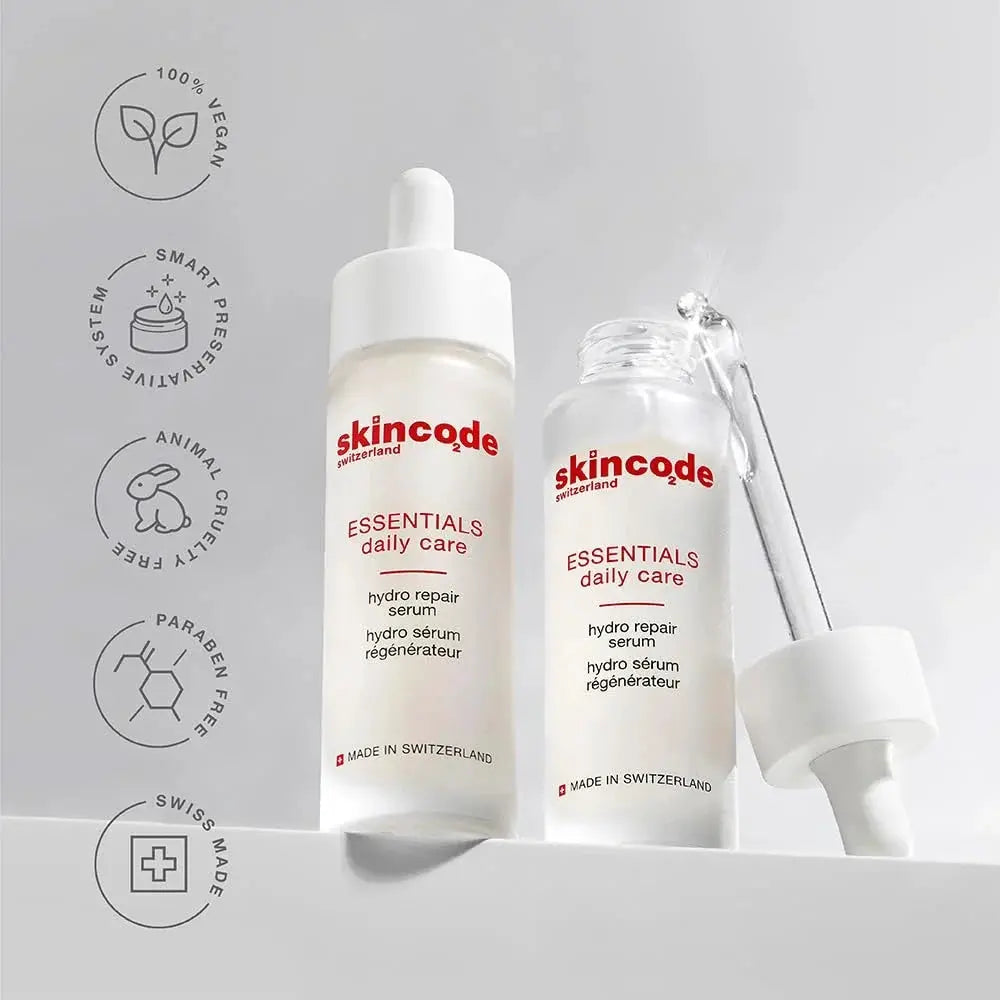 Skincode Hydro Repair Serum 30 mL 2 bottles with dropper, white, red logo Essentials daily care on Tampa Home & Garden Store