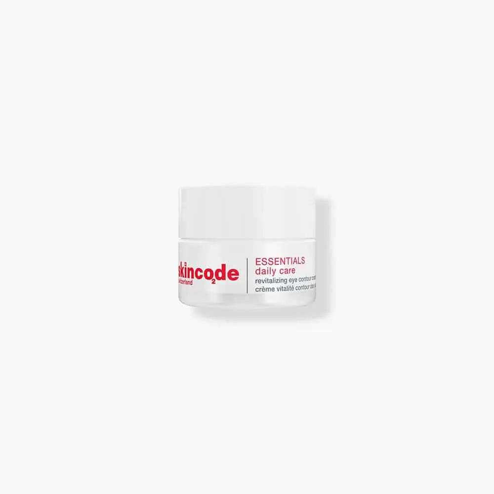 Skincode revitalizing eye contour cream 15ml jar, white container with red branding on Tampa Home & Garden Store